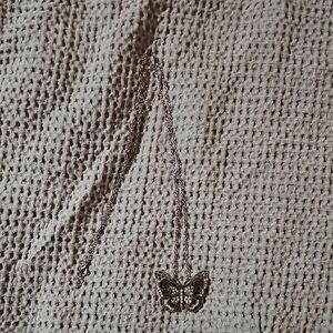 Maurices Silver Tone Butterfly Necklace 16.5" Rhinestone Charm